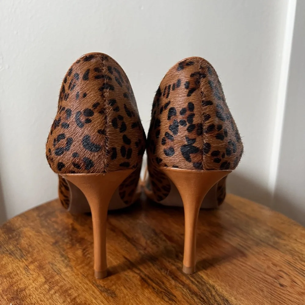 Levity Leopard + Caramel Leather + See-Through Panel Heels Mirage Animal Pumps - Picture 7 of 13